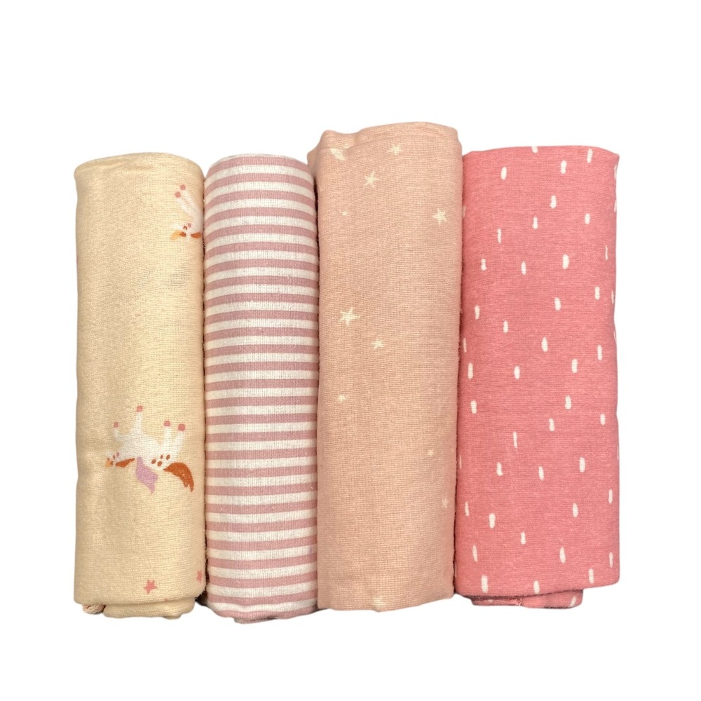 Cloud Island Muslin Swaddle Blanket Set 4 Pink Unicorn Baby 30x30 402